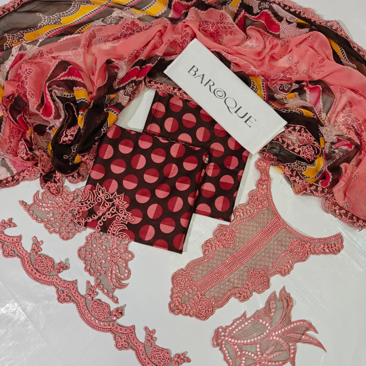 Baroque Printed Embroidered Lawn 3PC Unstitched Memon Clothes